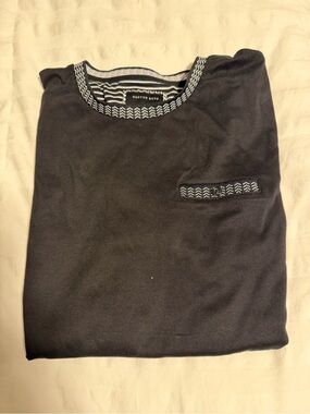 Cactus Black Crewneck Sweater with Patterned Trim